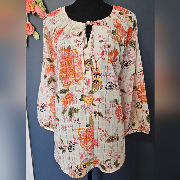 Lane Bryant Floral Ragland Sleeve Top Plus Size 14/16 - Picture 1 of 10